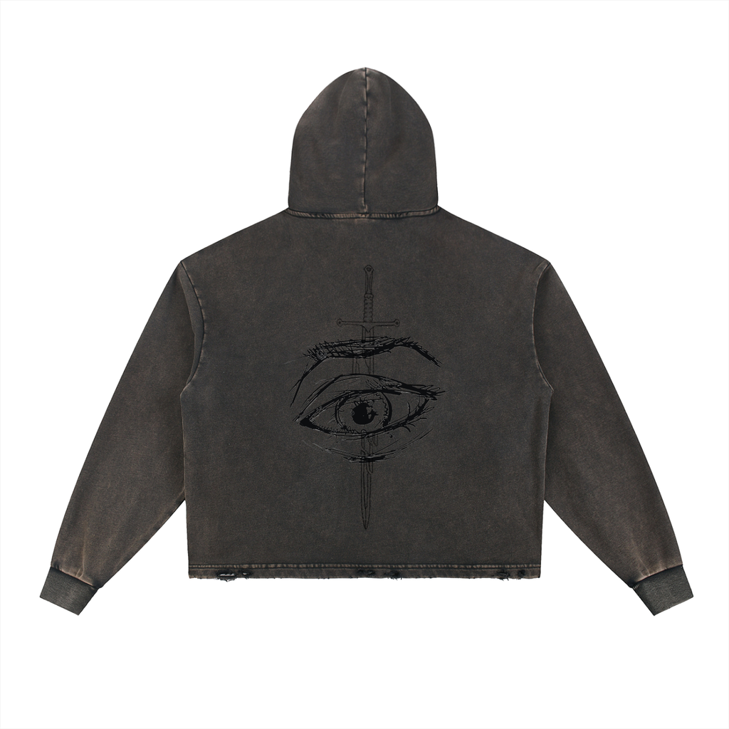 Genesis - Vintage Washed Frayed-Hem Eye Hoodie