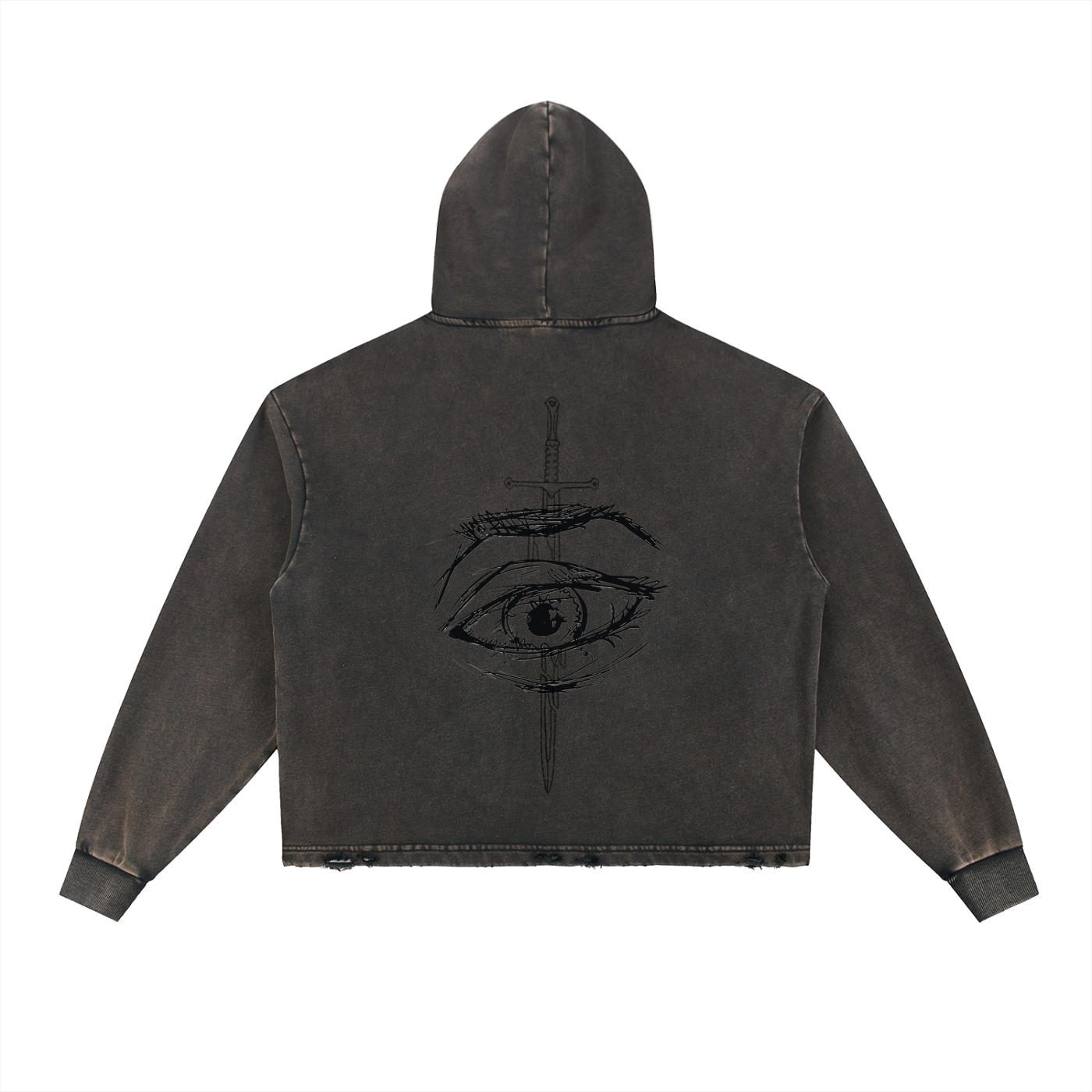 Genesis - Vintage Washed Frayed-Hem Eye Hoodie