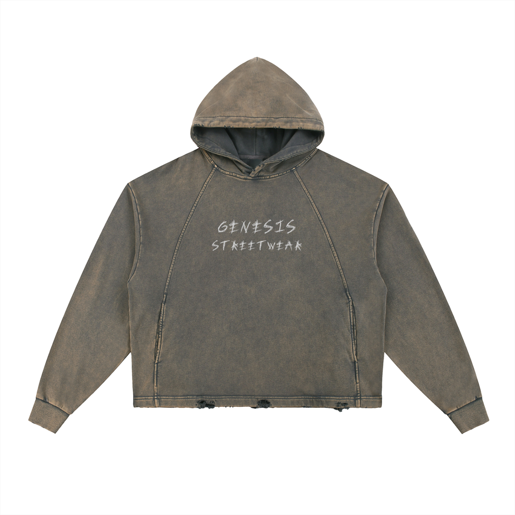 Genesis - Vintage Washed Frayed-Hem Eye Hoodie