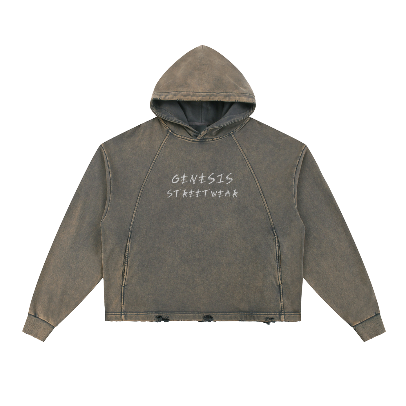 Genesis - Vintage Washed Frayed-Hem Eye Hoodie