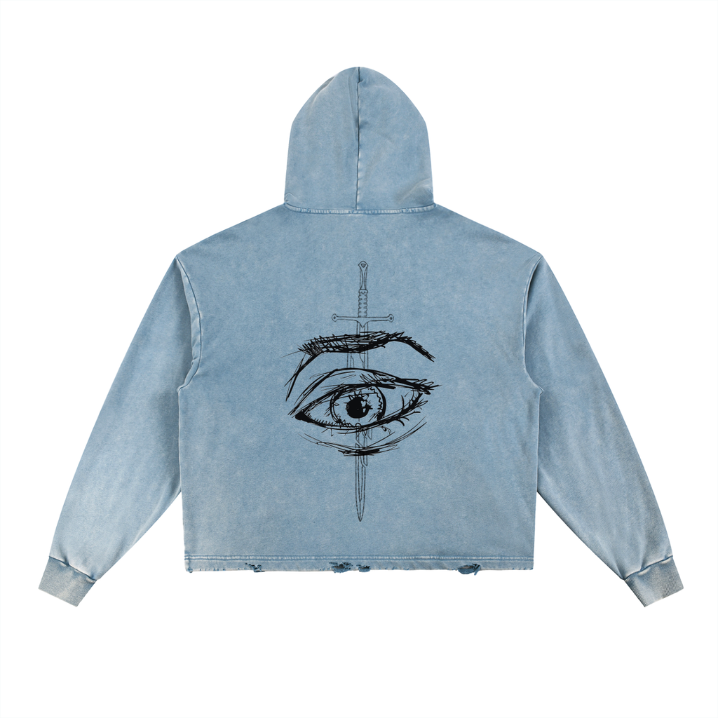 Genesis - Vintage Washed Frayed-Hem Eye Hoodie