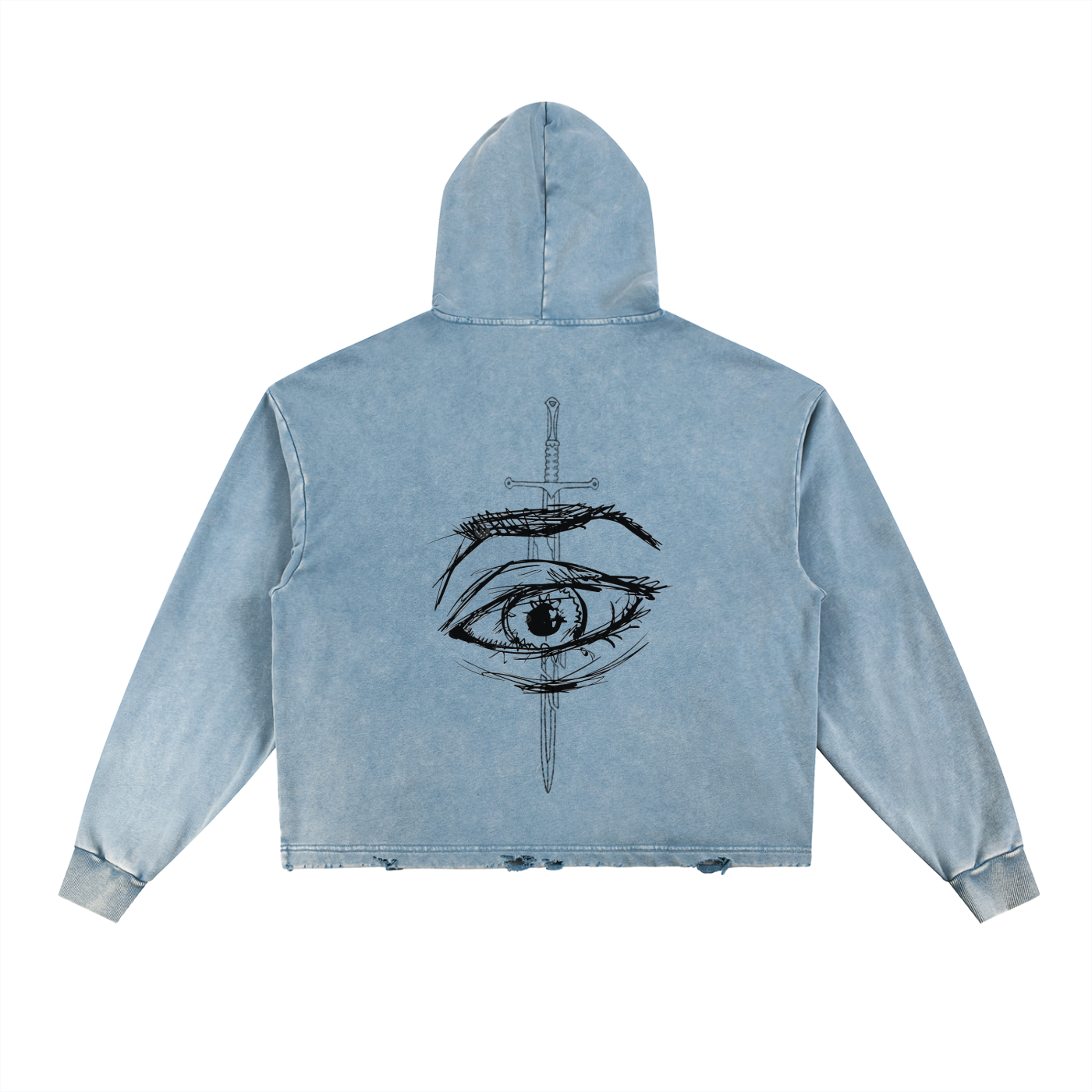 Genesis - Vintage Washed Frayed-Hem Eye Hoodie