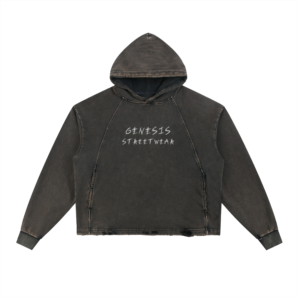 Genesis - Vintage Washed Frayed-Hem Eye Hoodie